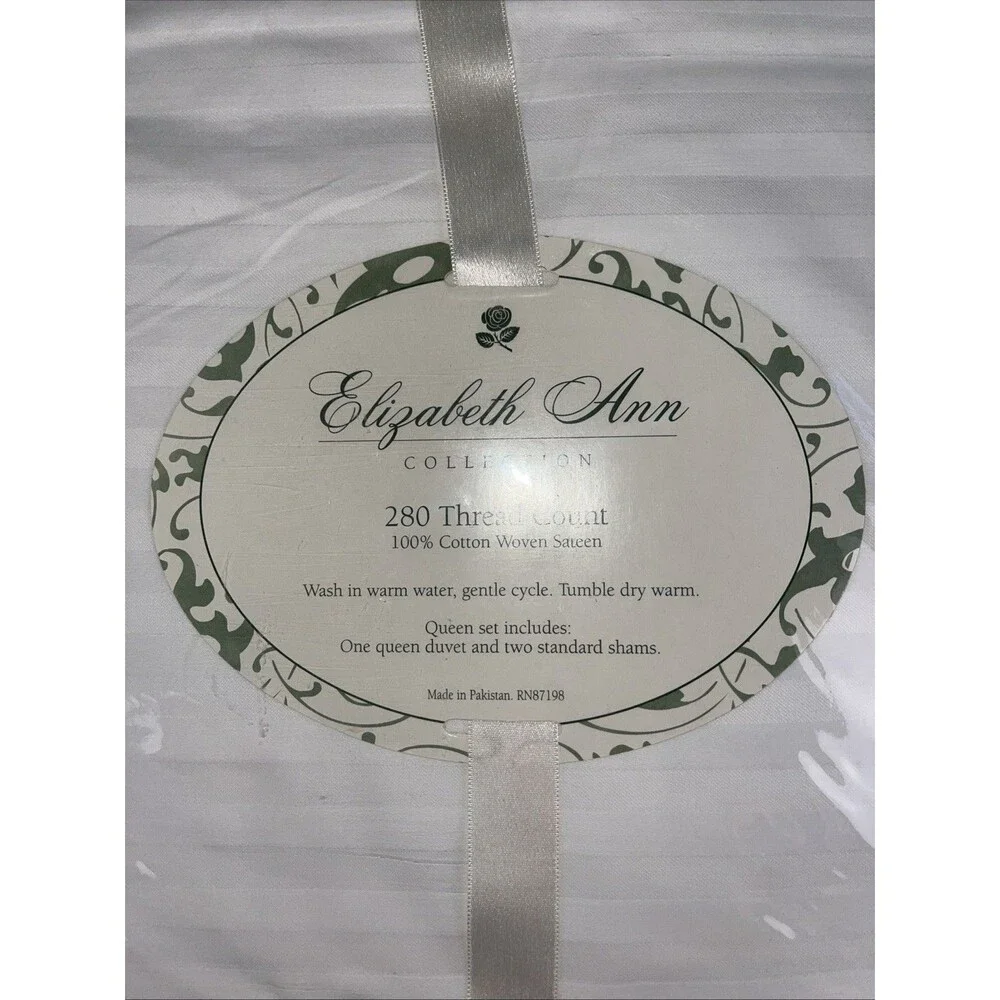 ELIZABETH ANN 280THREAD COUNT 100%COTTON WOVEN SATEEN QUEEN DUVET SET NIB